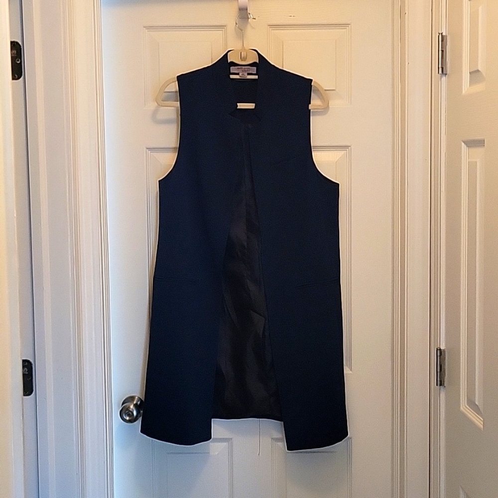 Ruff Hewn long Navy vest, large